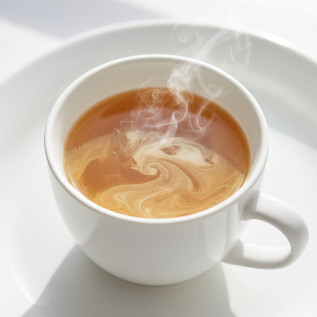Bright herbal tea cup close up