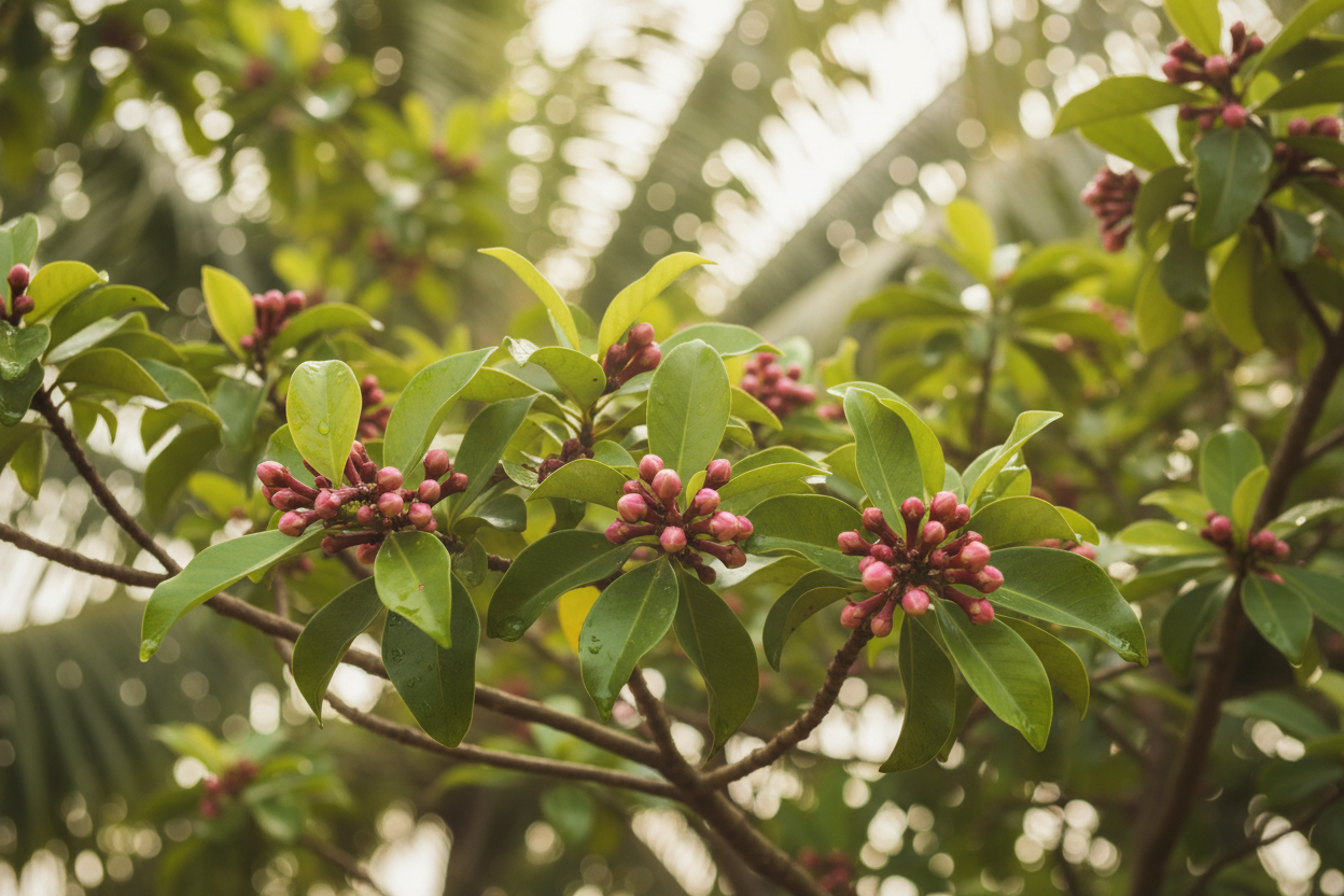 Cloves growing on tree