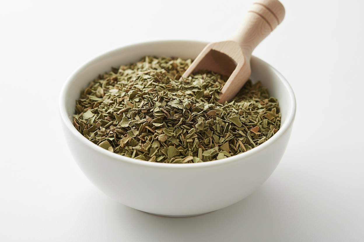 Dried Cut Ginkgo Herb in White Bowl